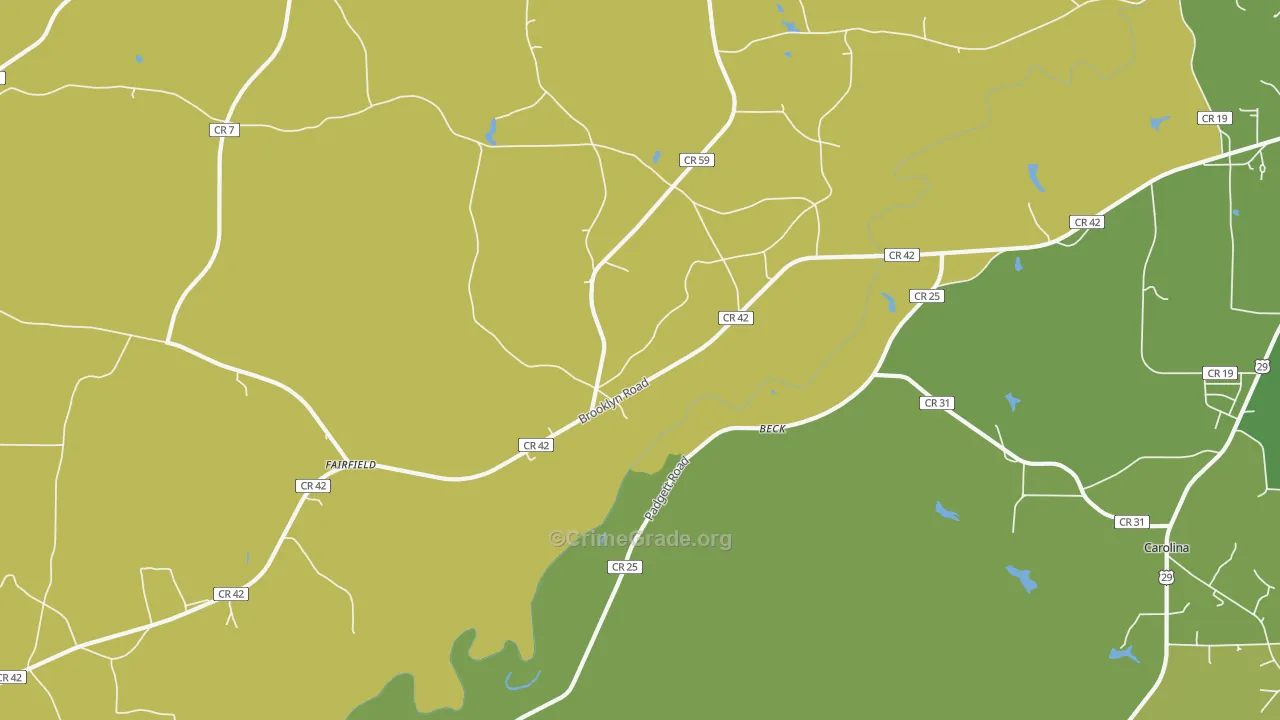 Beck, AL Map of Robbery Rates