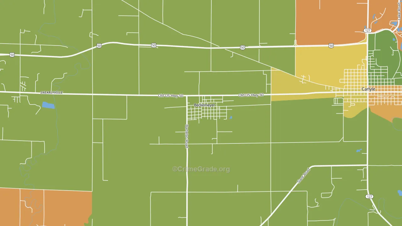 Beckemeyer, IL Map of Robbery Rates