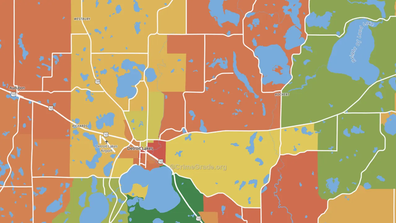 Becker County, MN Map of Robbery Rates