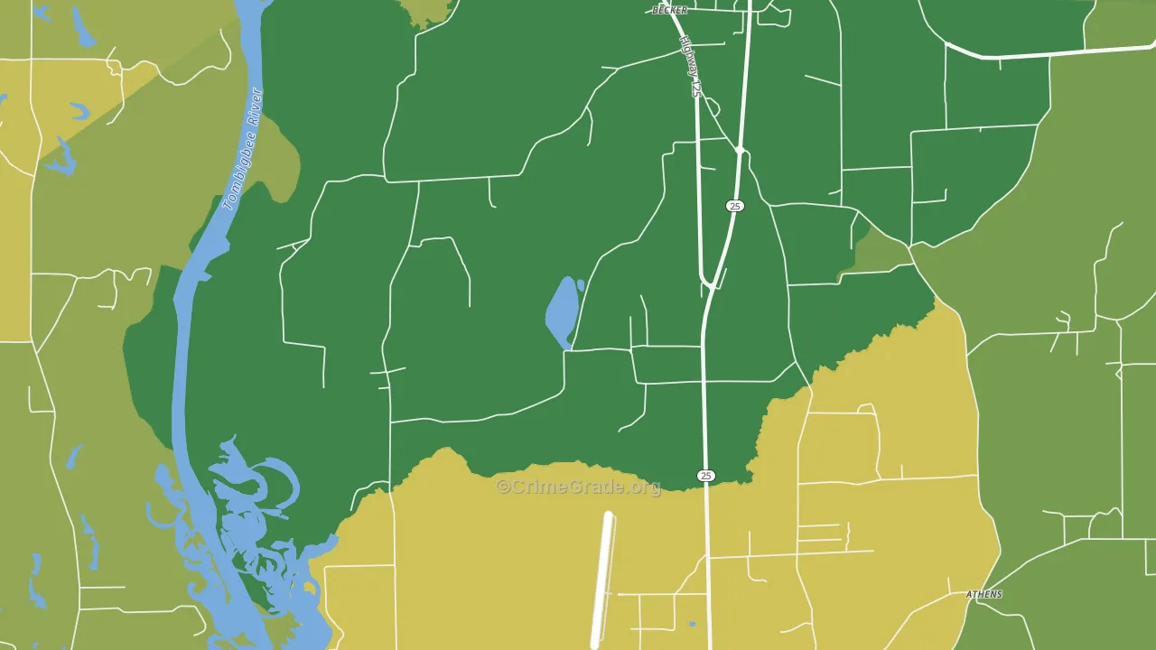 Becker, MS Map of Robbery Rates