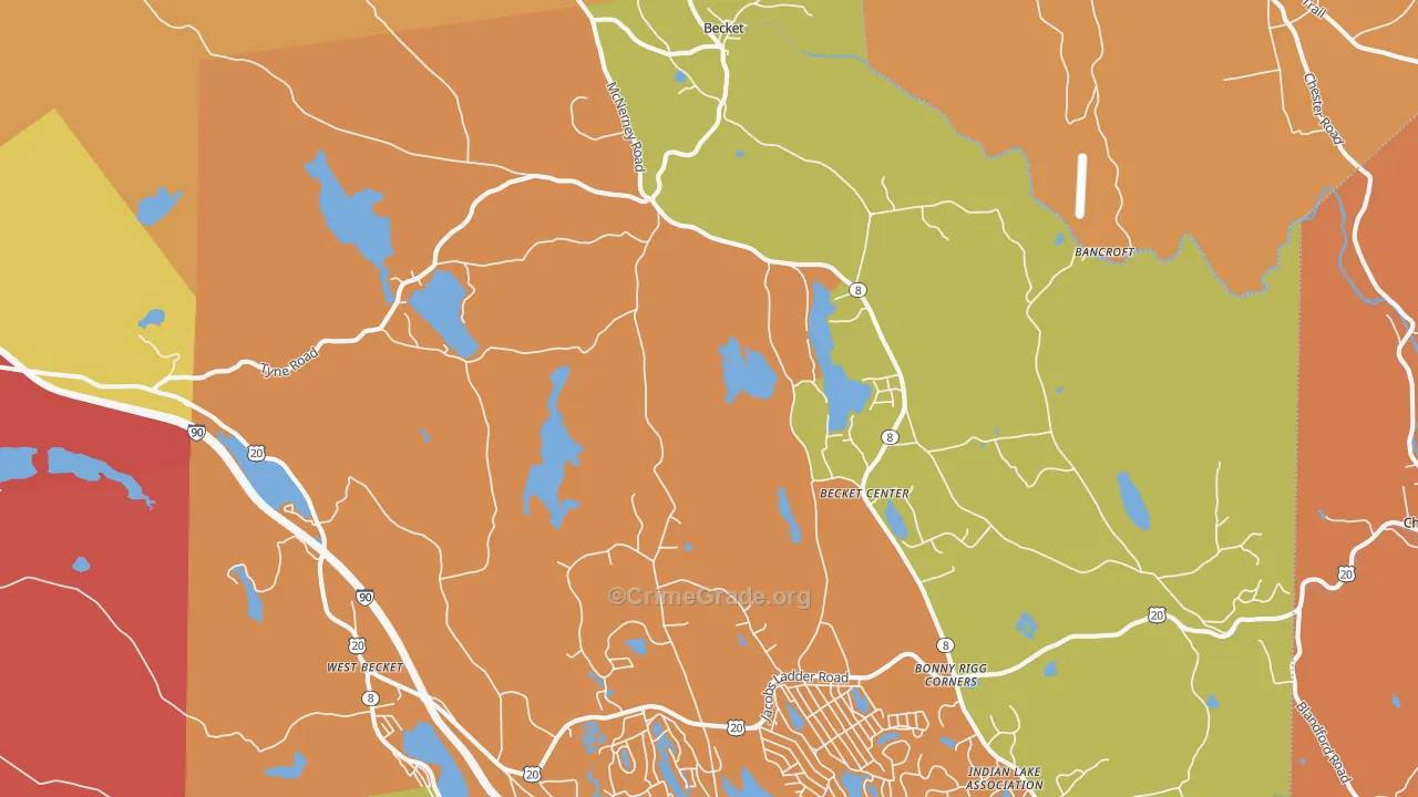 Becket, MA Map of Robbery Rates