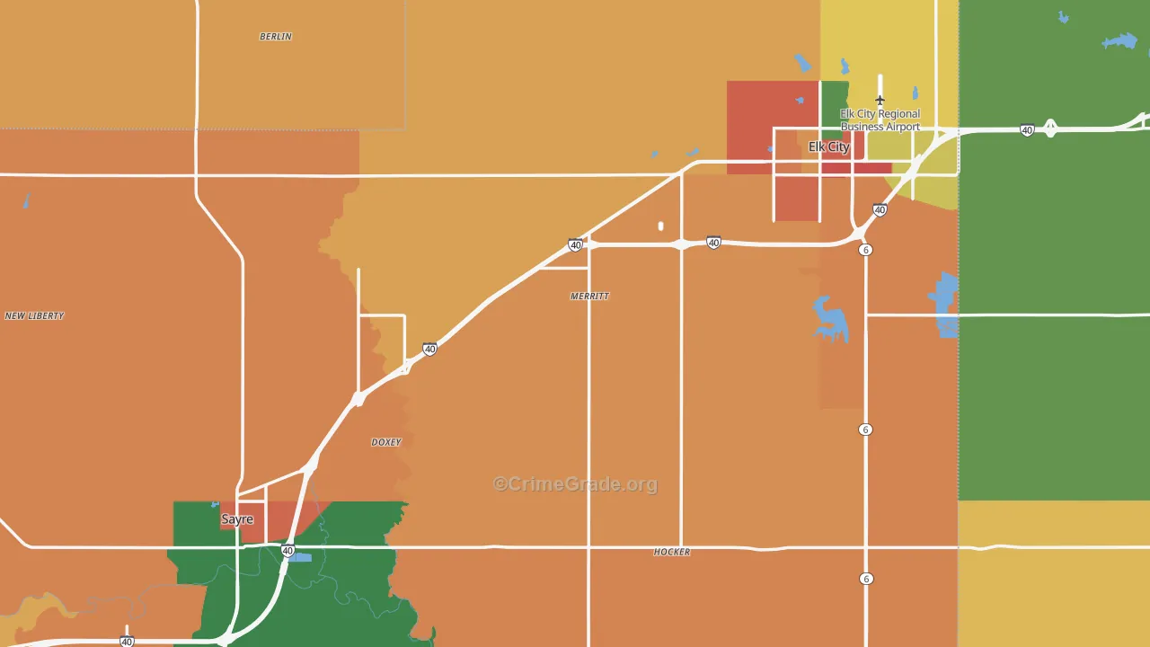 Beckham County, OK Map of Robbery Rates