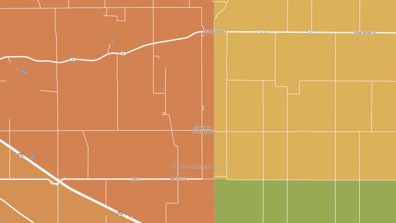 Beckville, IN Map of Robbery Rates