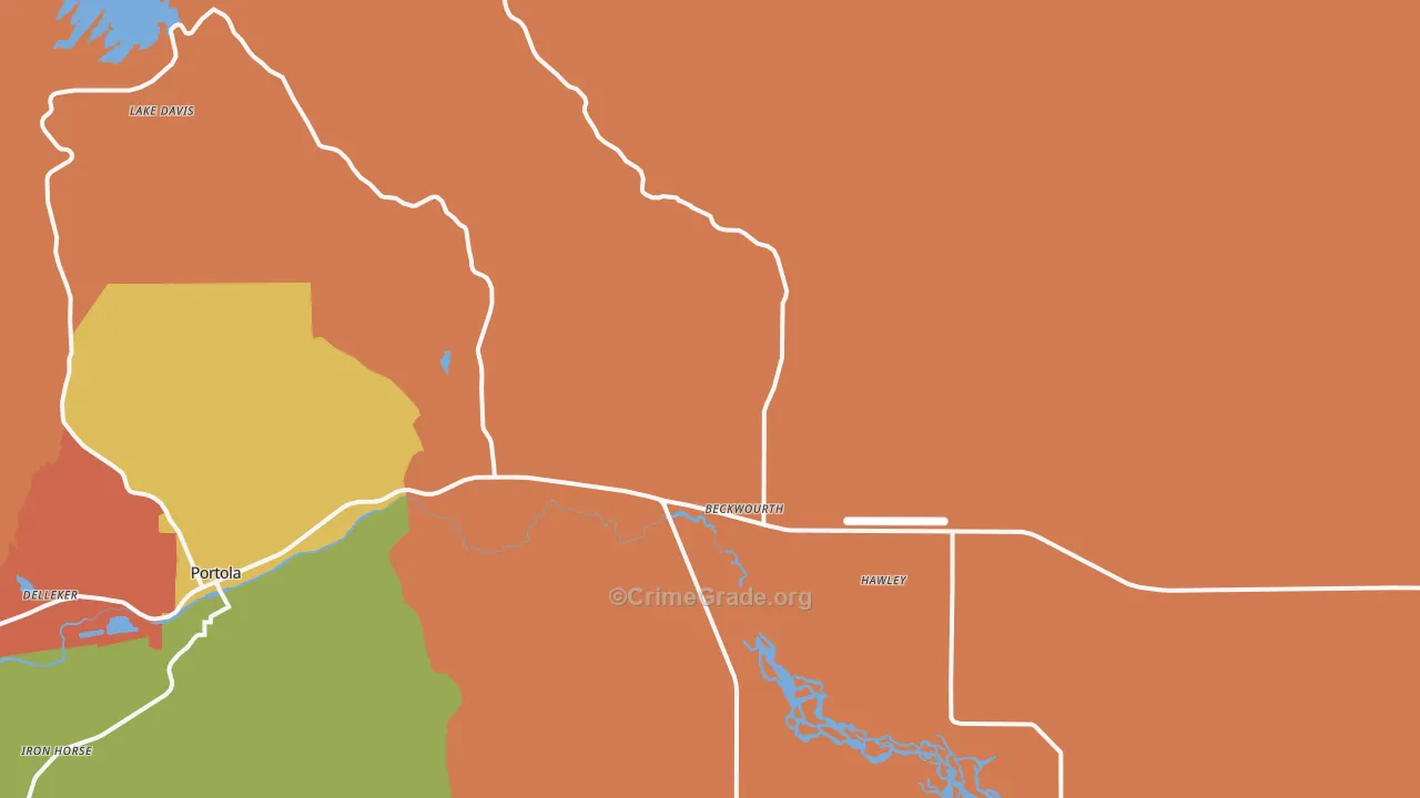 Beckwourth, CA Map of Robbery Rates