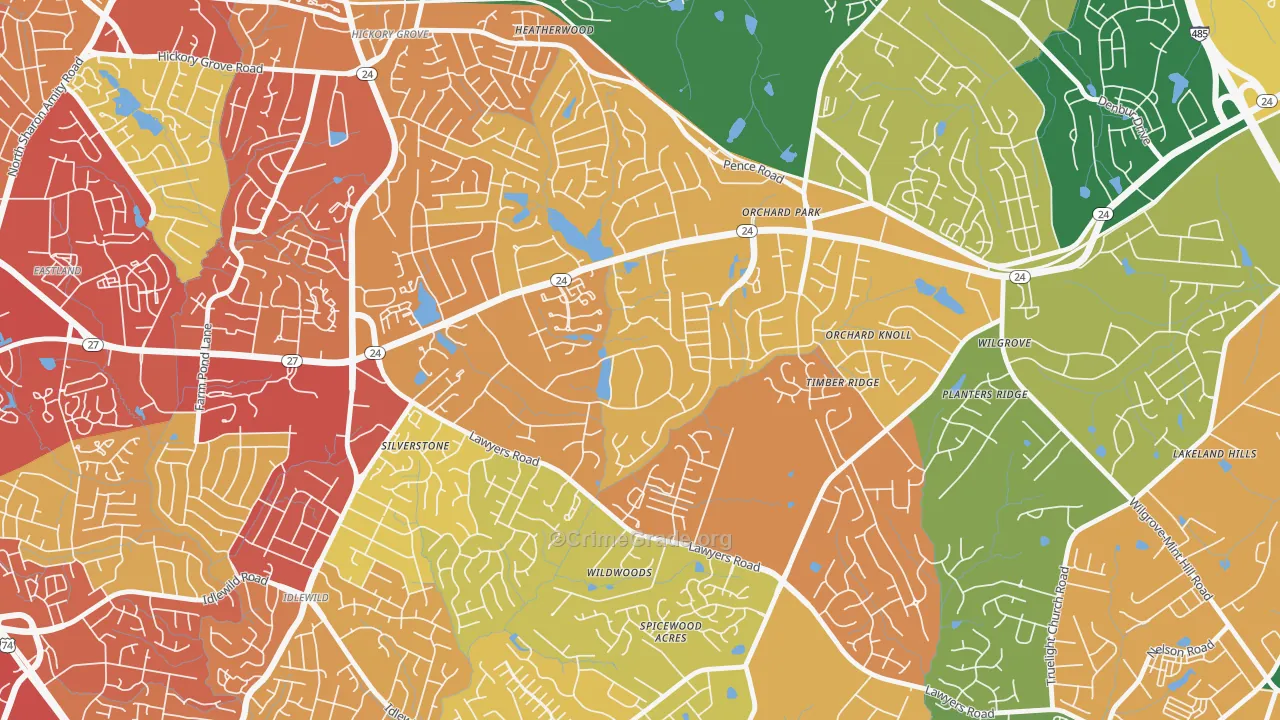 Becton Park, Charlotte, NC Map of Robbery Rates