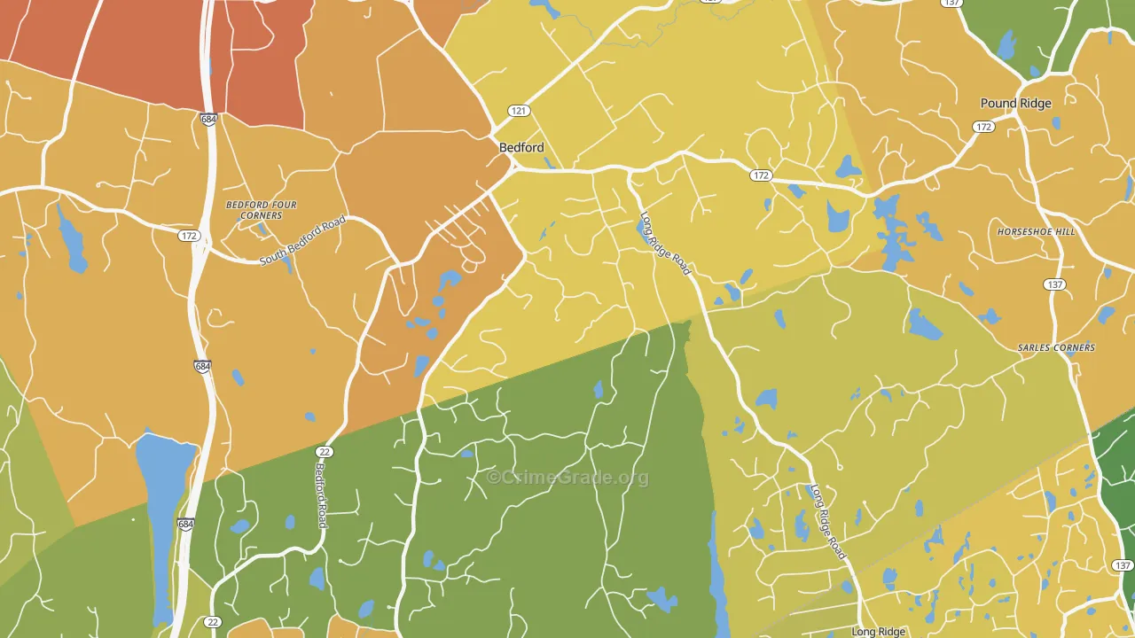Bedford, NY Map of Robbery Rates