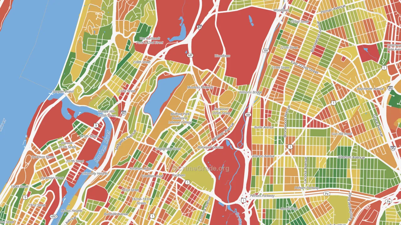 Bedford Park, Bronx, NY Map of Robbery Rates