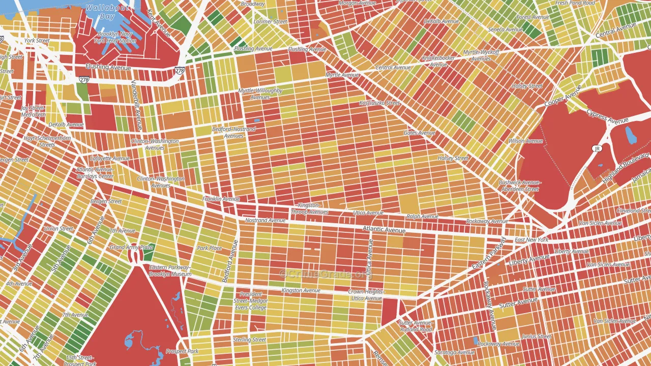 Bedford-Stuyvesant, Brooklyn, NY Map of Robbery Rates