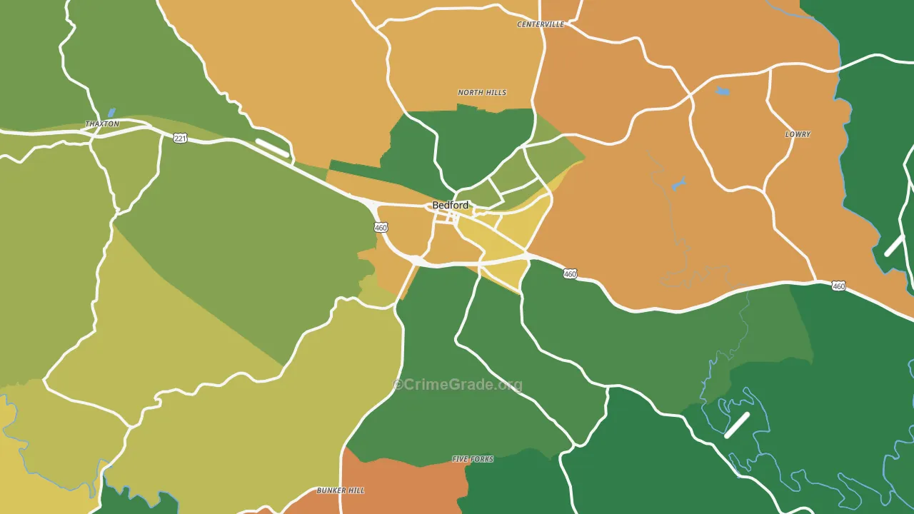 Bedford, VA Map of Robbery Rates