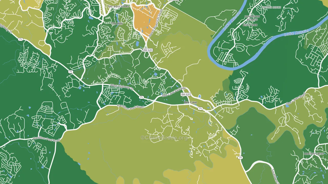Bee Cave, TX Map of Robbery Rates