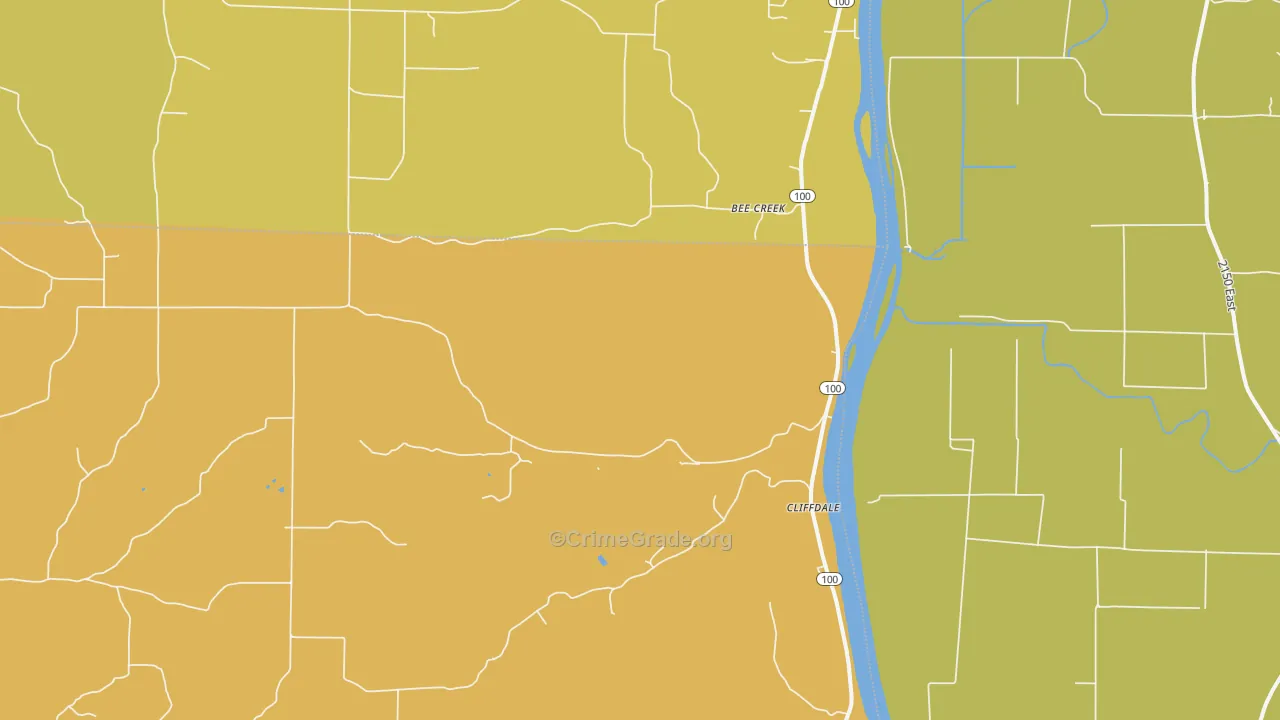 Bee Creek, IL Map of Robbery Rates