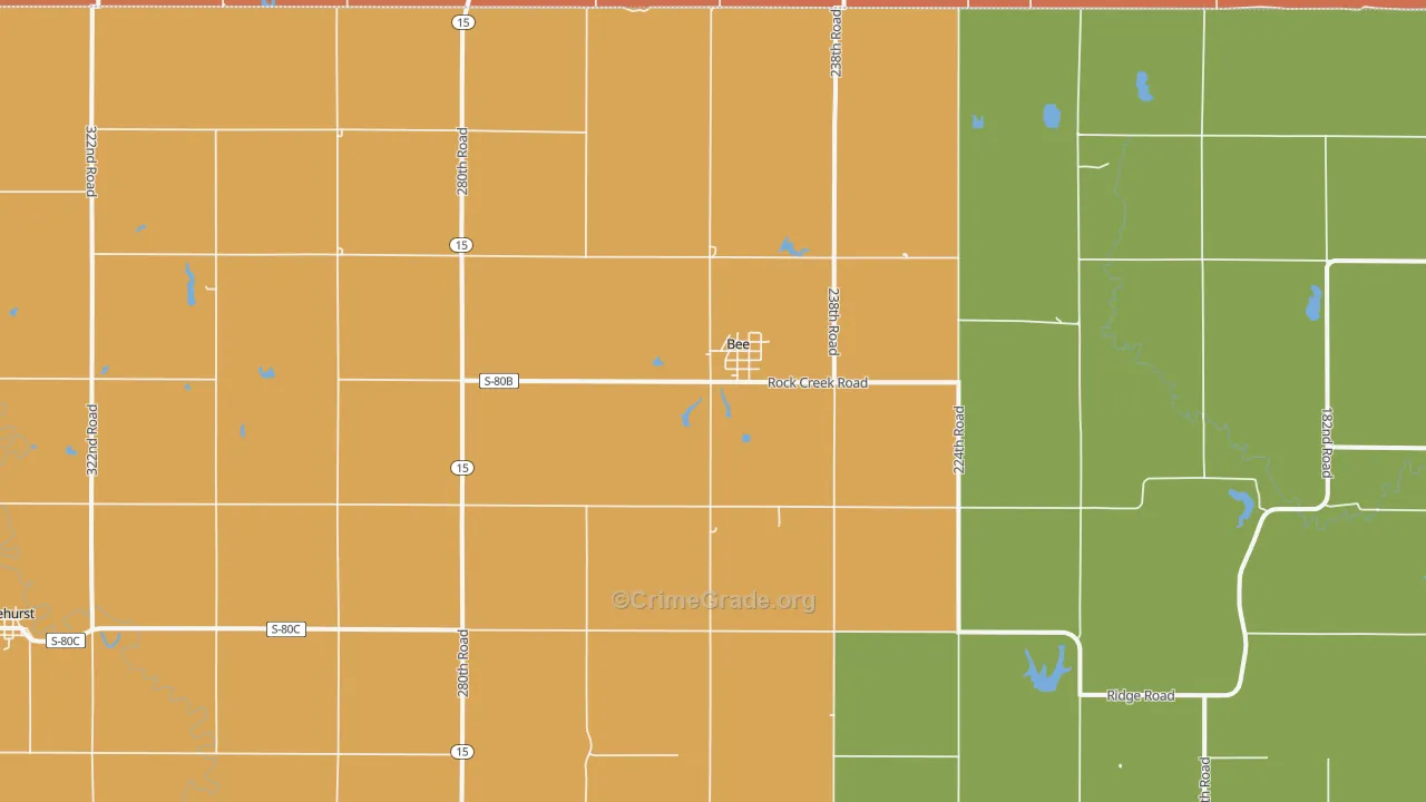 Bee, NE Map of Robbery Rates