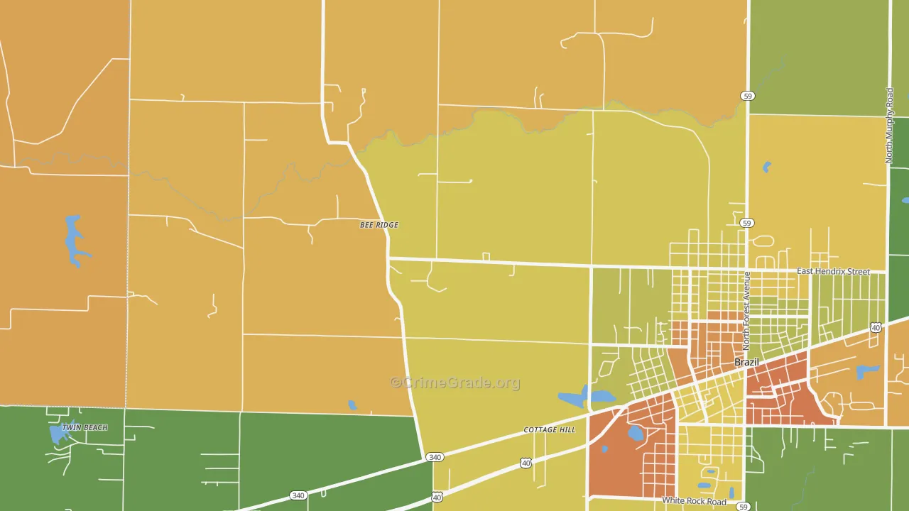 Bee Ridge, IN Map of Robbery Rates