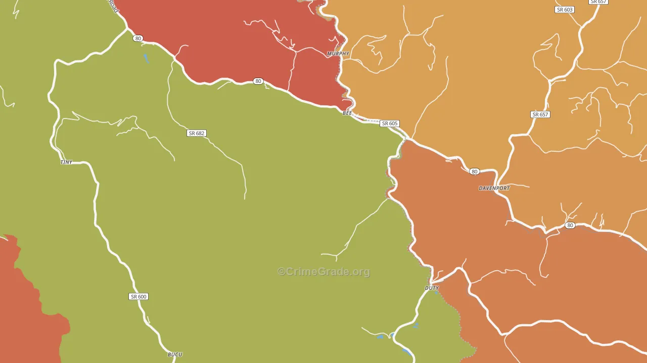 Bee, VA Map of Robbery Rates