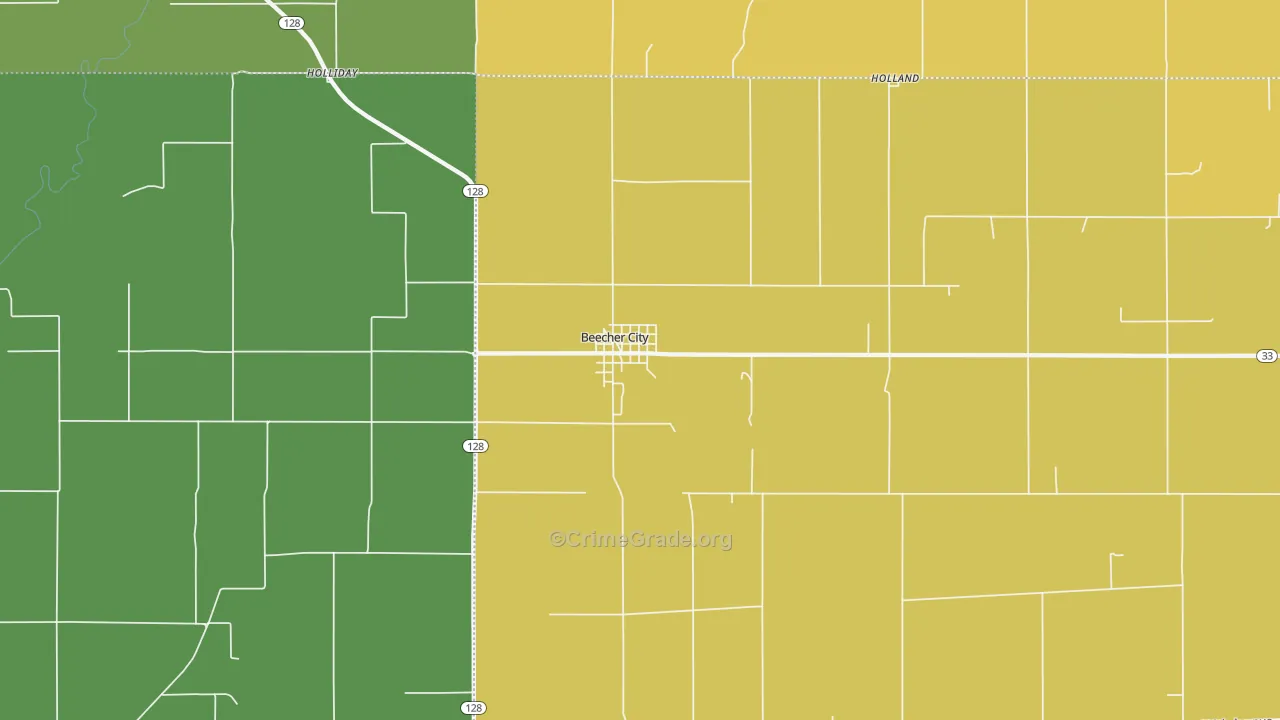 Beecher City, IL Map of Robbery Rates