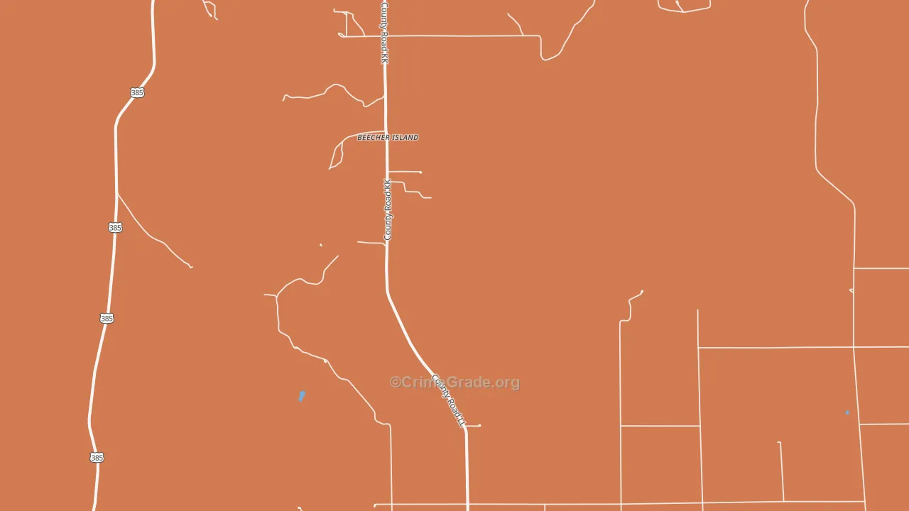 Beecher Island, CO Map of Robbery Rates