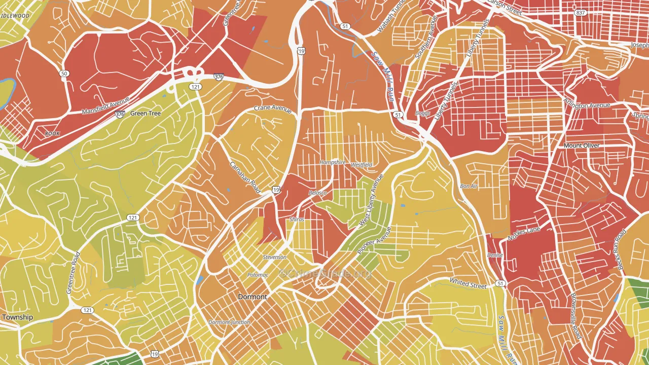 Beechview, Pittsburgh, PA Map of Robbery Rates