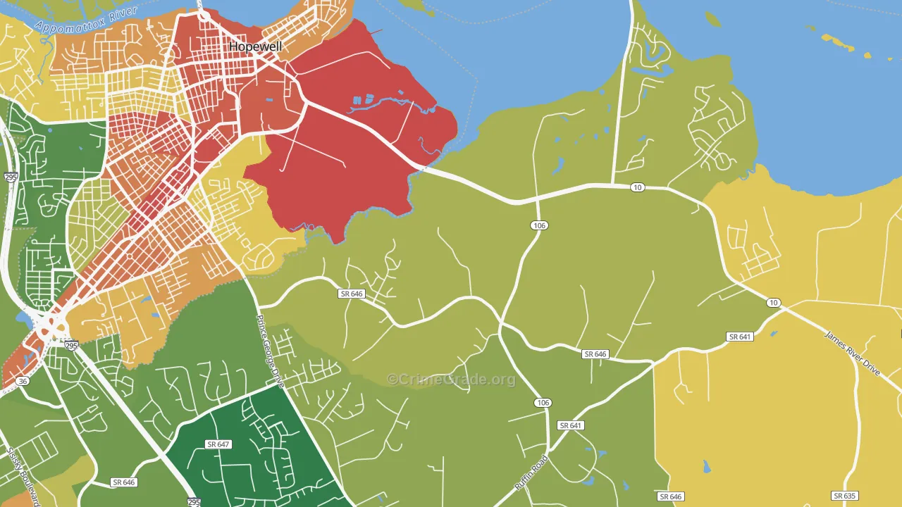 Beechwood Manor, VA Map of Robbery Rates
