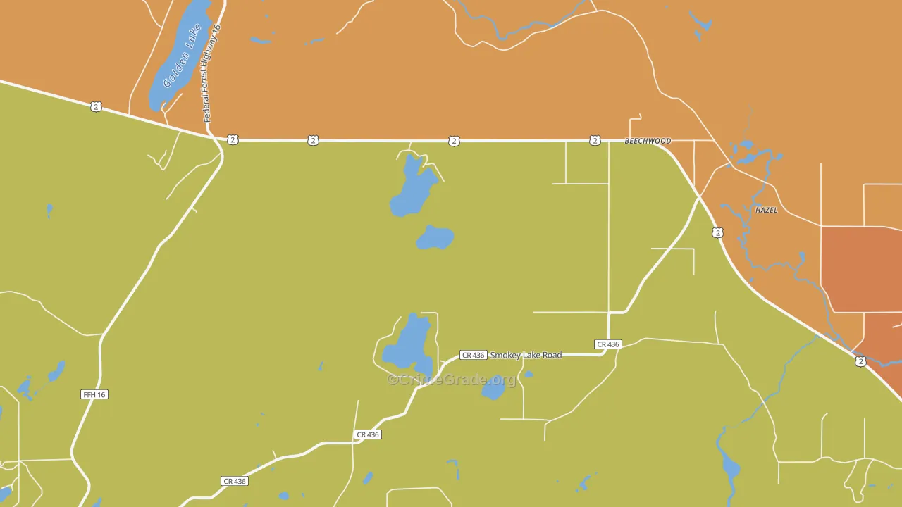 Beechwood, MI Map of Robbery Rates
