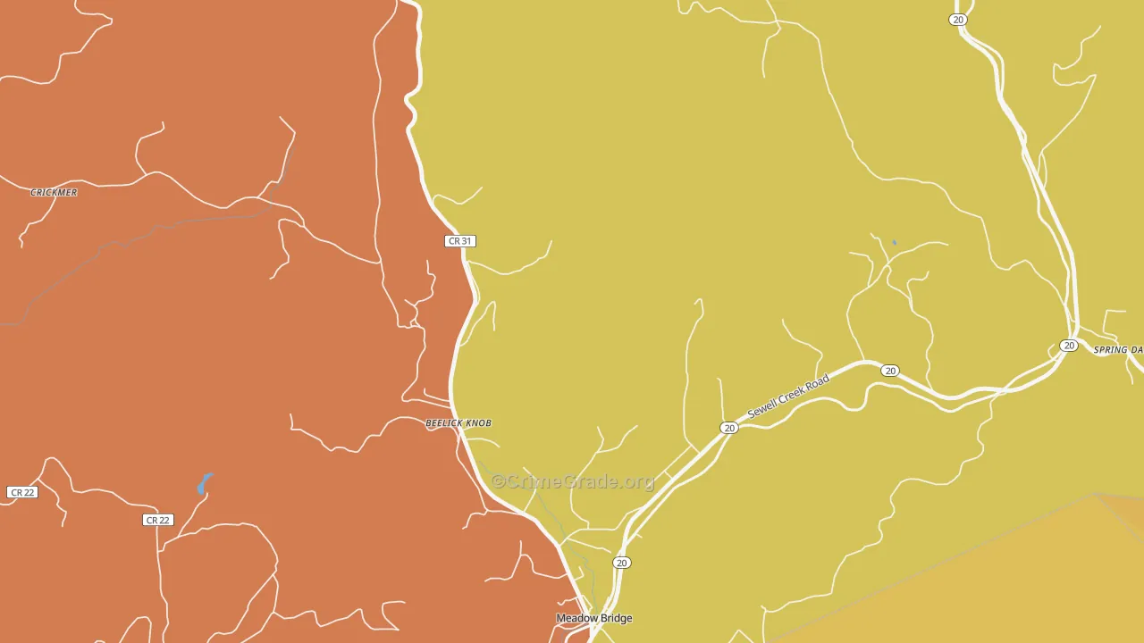 Beelick Knob, WV Map of Robbery Rates