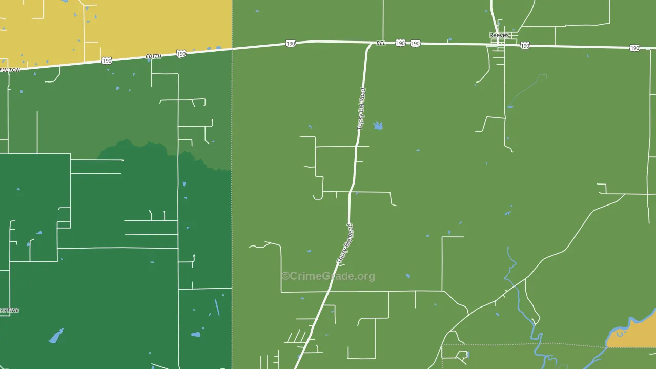 Bel, LA Map of Robbery Rates