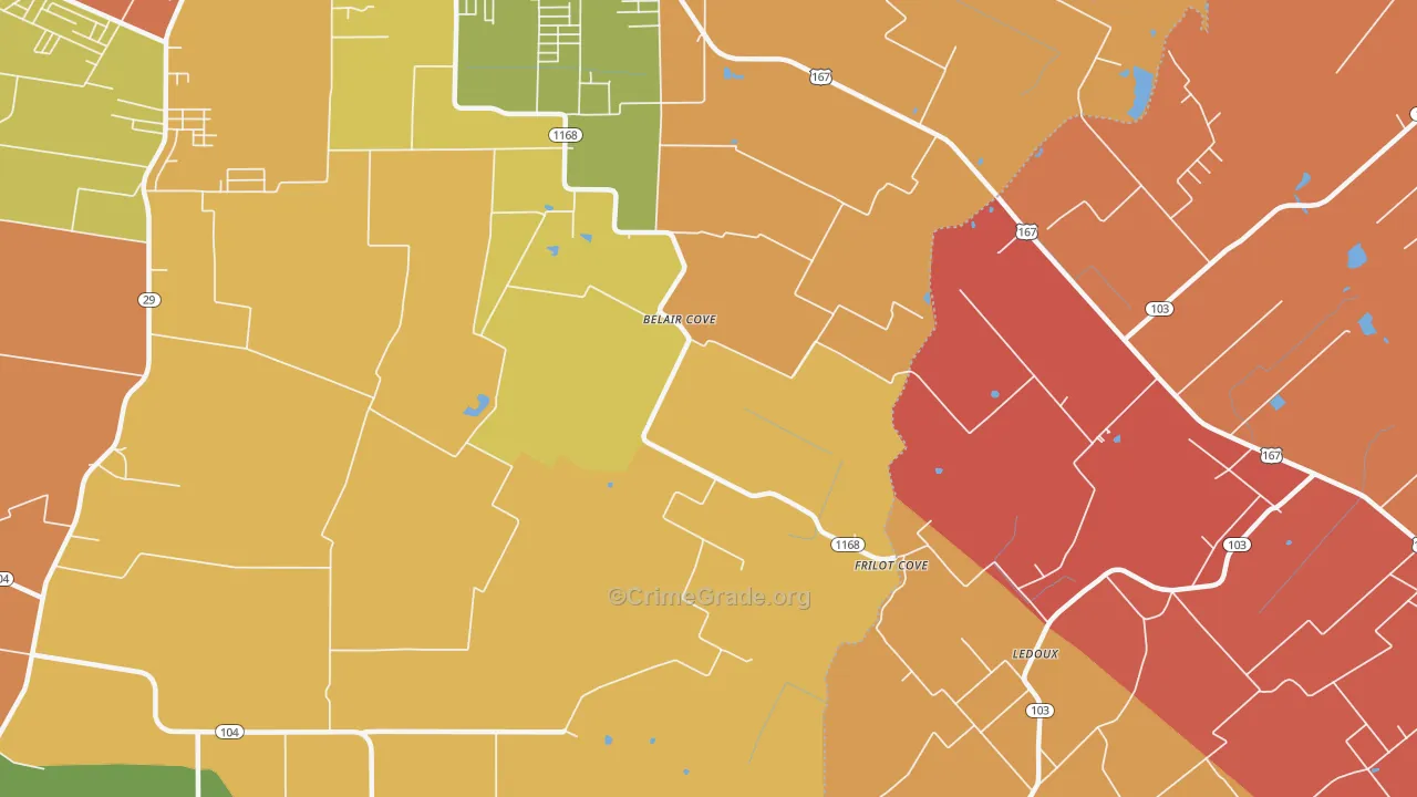 Belair Cove, LA Map of Robbery Rates