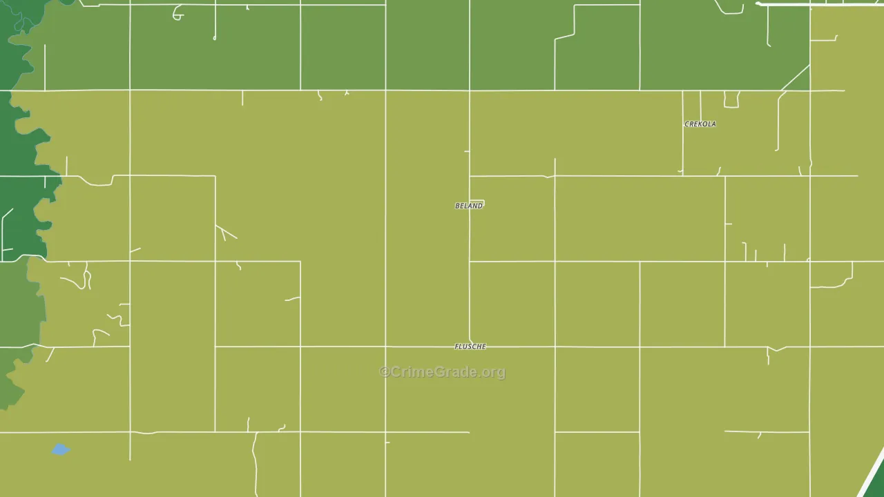 Beland, OK Map of Robbery Rates