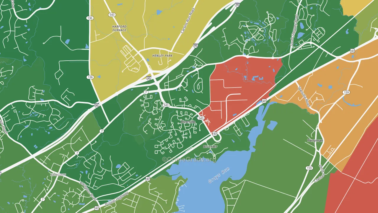 Belcamp, MD Map of Robbery Rates