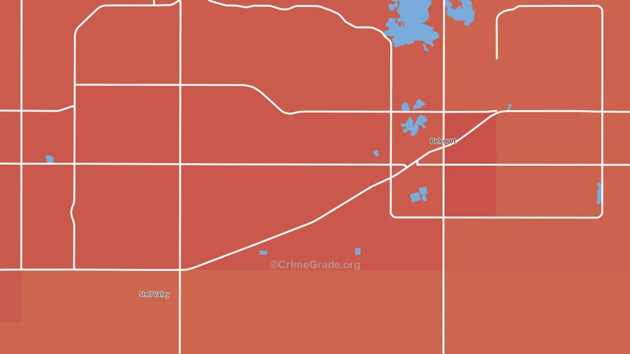 Belcourt, ND Map of Robbery Rates