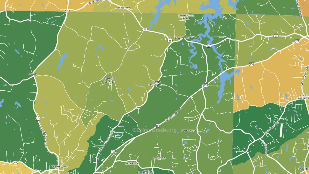 Belews Creek, NC Map of Robbery Rates