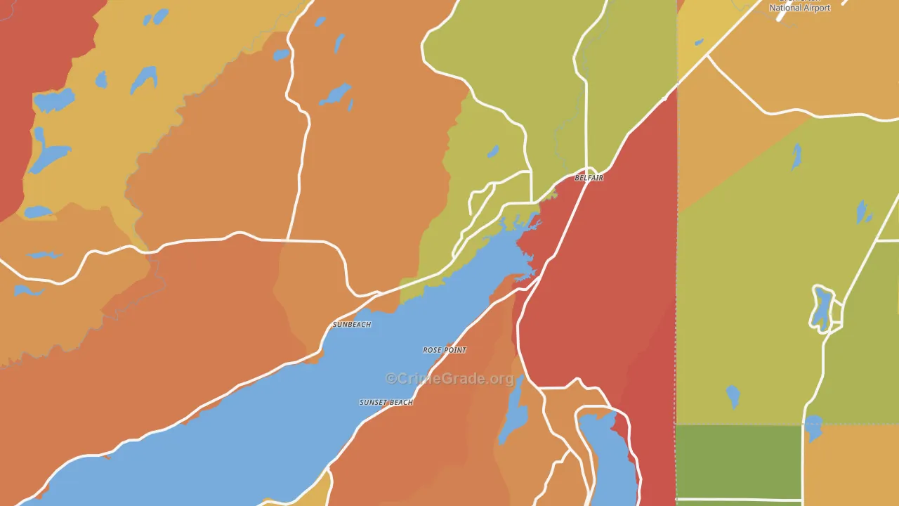 Belfair, WA Map of Robbery Rates