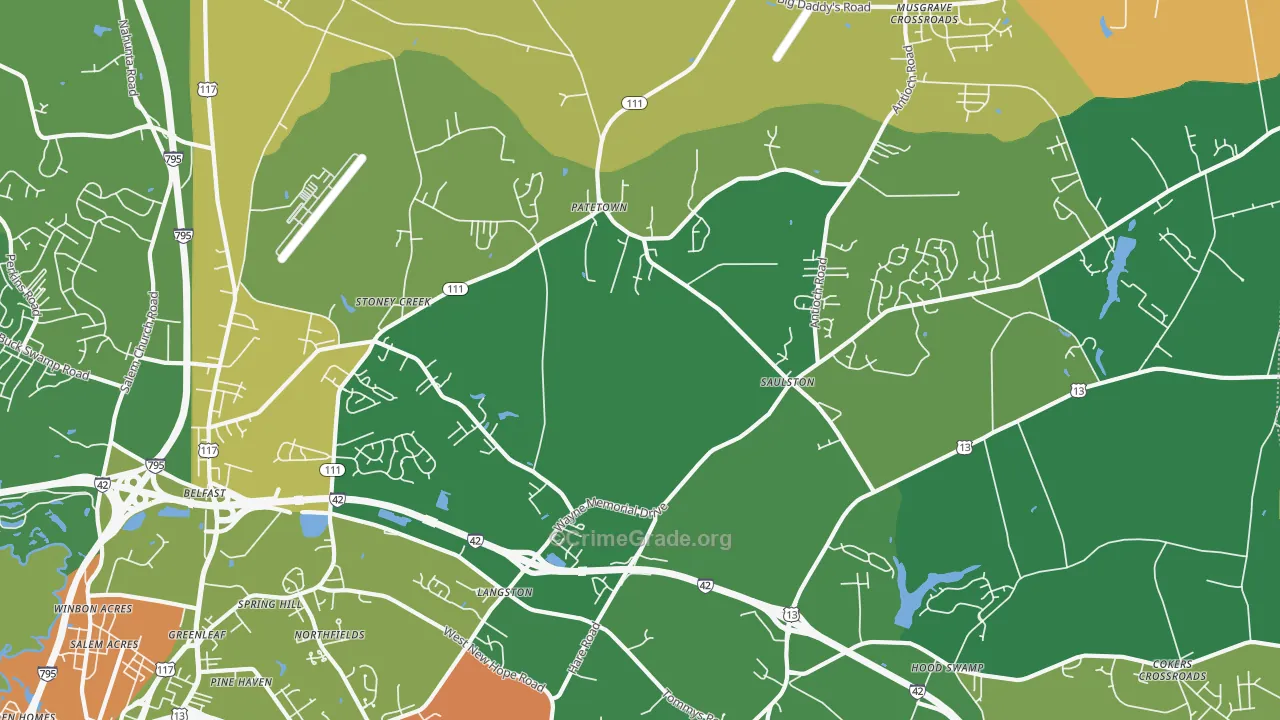 Belfast, NC Map of Robbery Rates