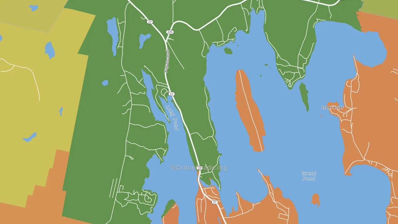 Belgrade Lakes, ME Map of Robbery Rates