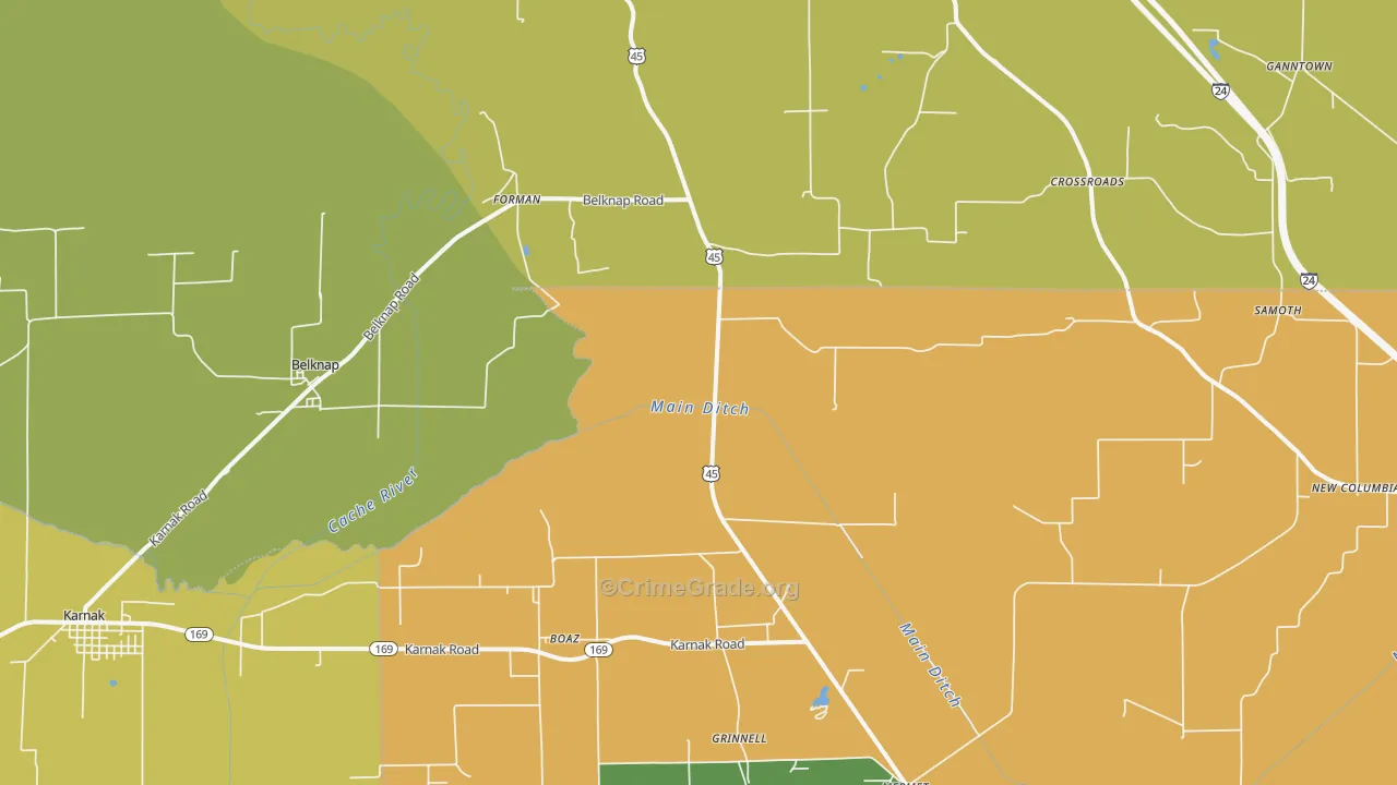 Belknap, IL Map of Robbery Rates