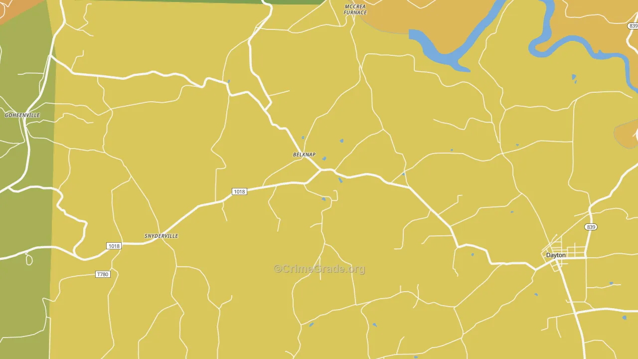 Belknap, PA Map of Robbery Rates