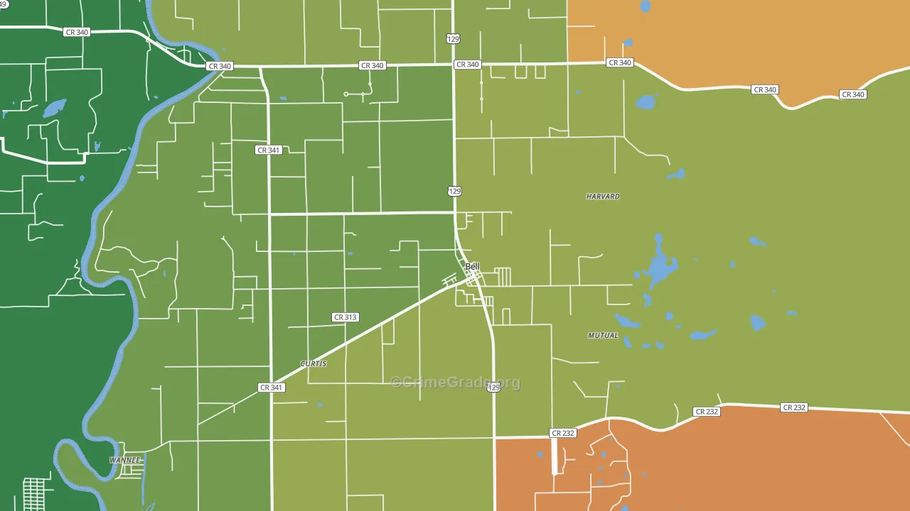 Bell, FL Map of Robbery Rates