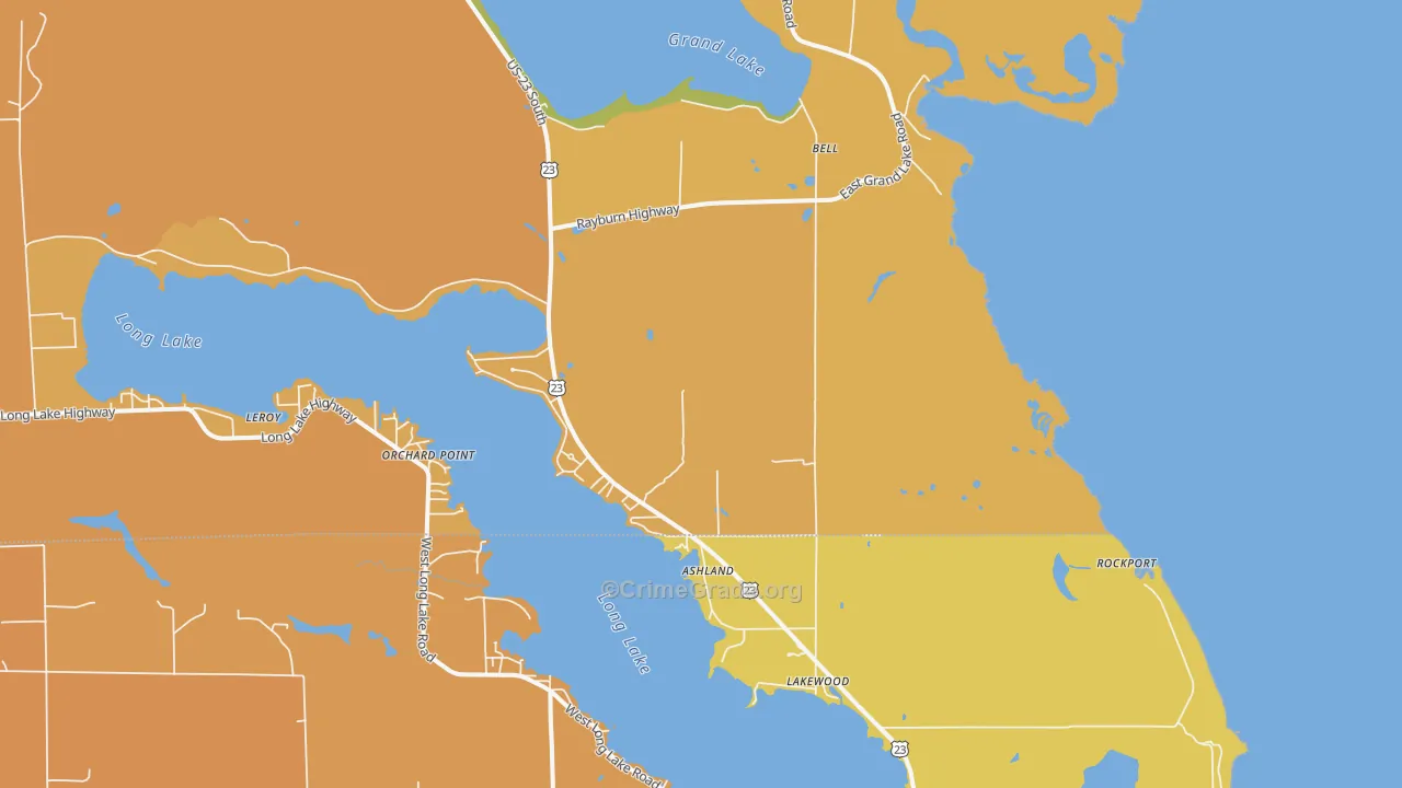 Bell, MI Map of Robbery Rates