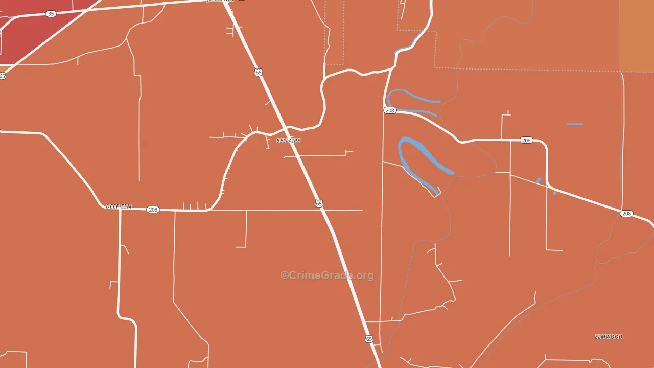 Bellaire, AR Map of Robbery Rates