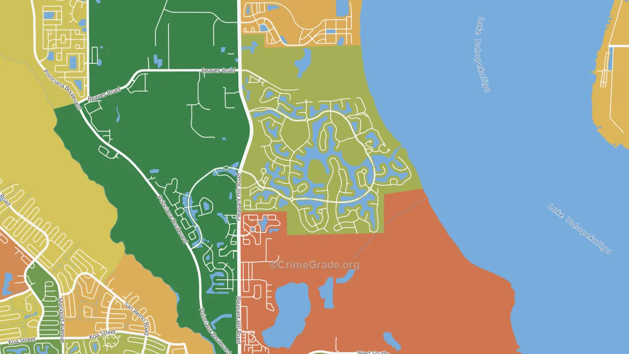 Bellalago, Kissimmee, FL Map of Robbery Rates