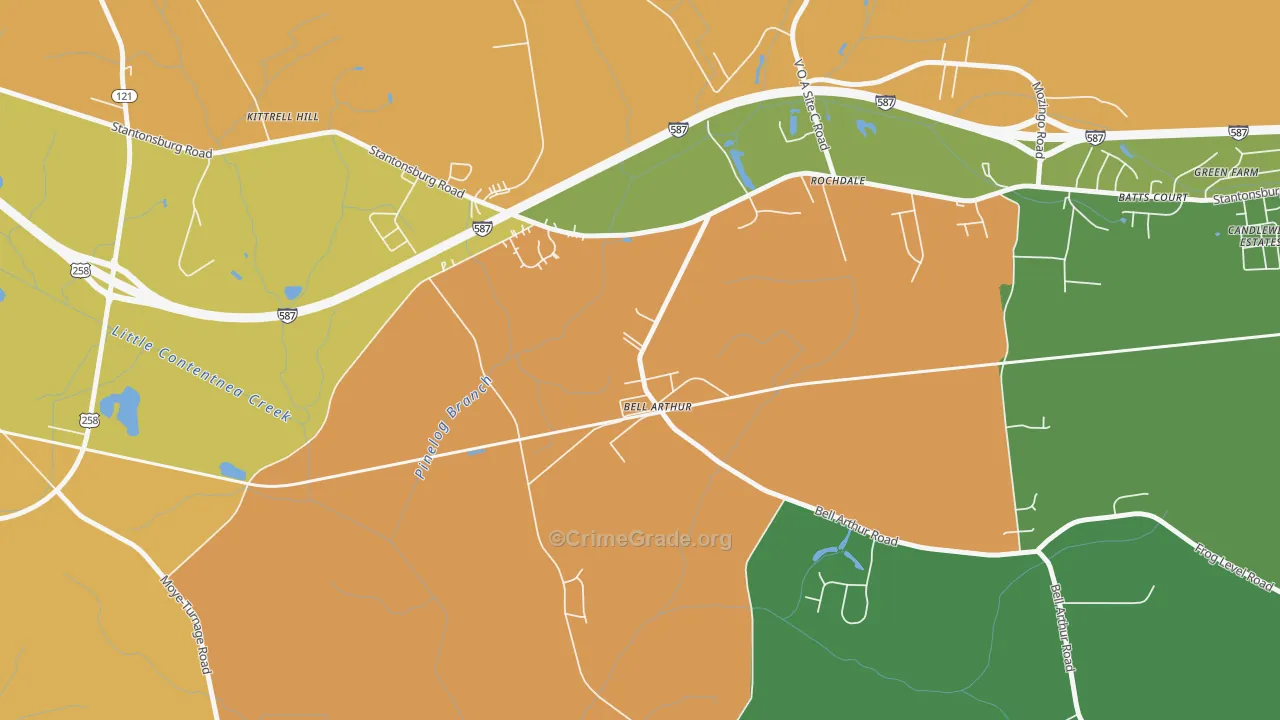 Bellarthur, NC Map of Robbery Rates