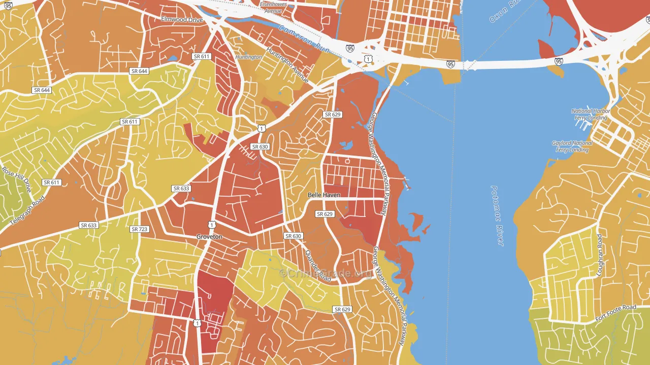 Belle Haven, Belle View, VA Map of Robbery Rates