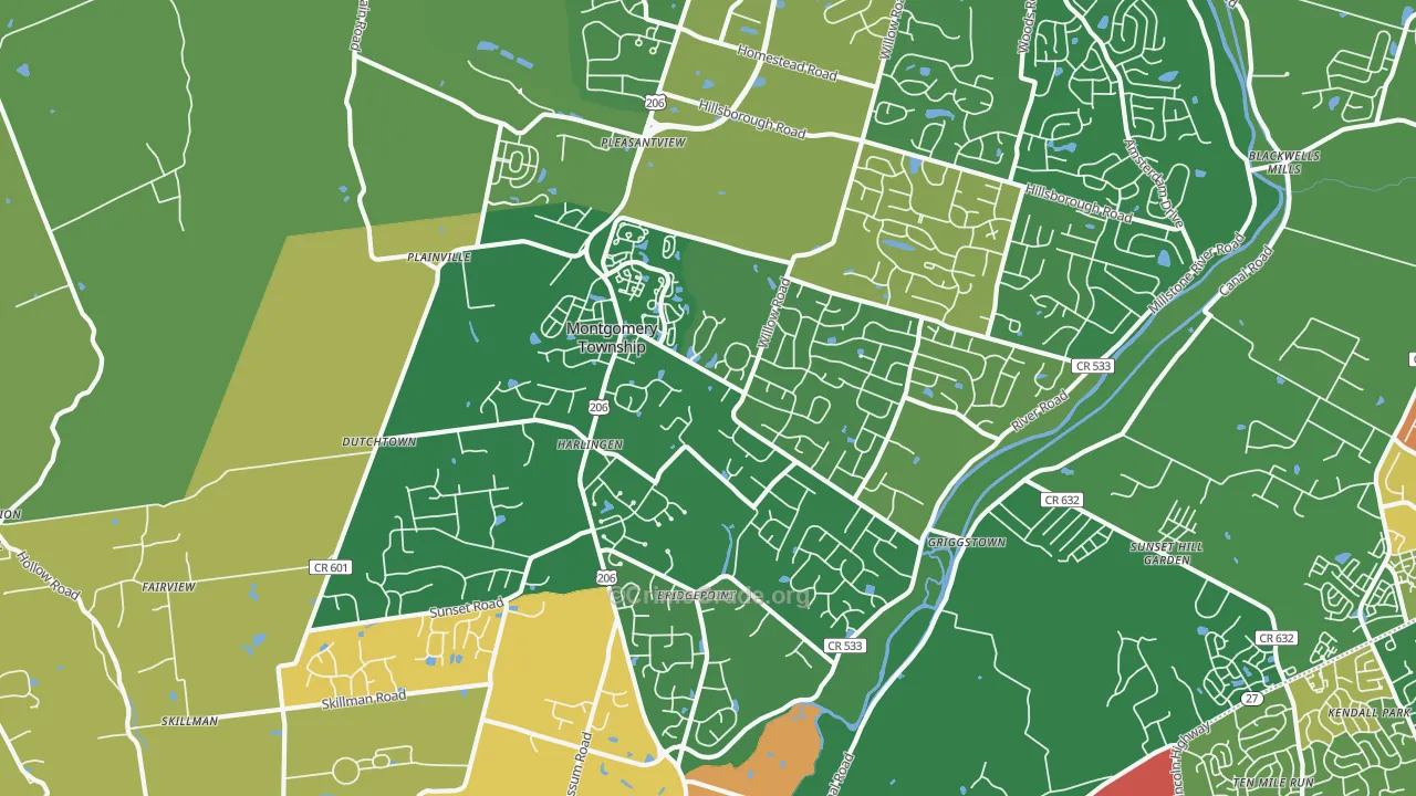 Belle Mead, NJ Map of Robbery Rates