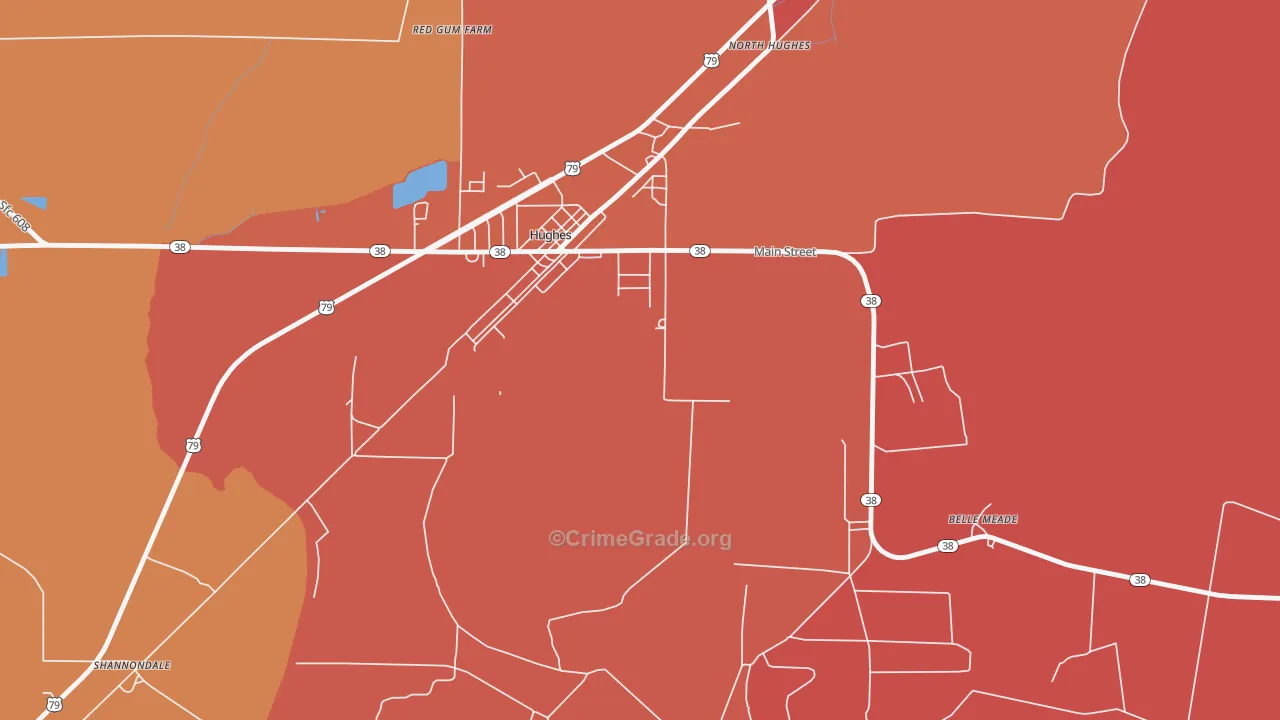 Belle Meade, AR Map of Robbery Rates