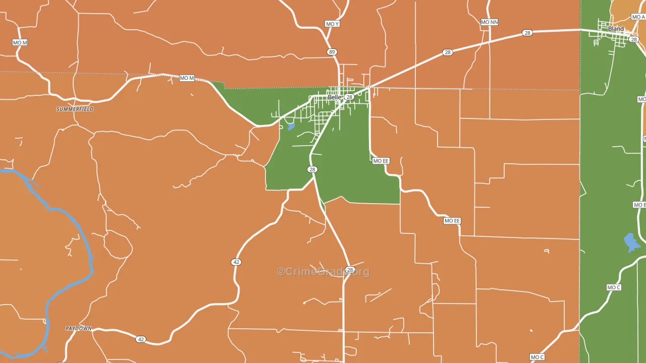 Belle, MO Map of Robbery Rates