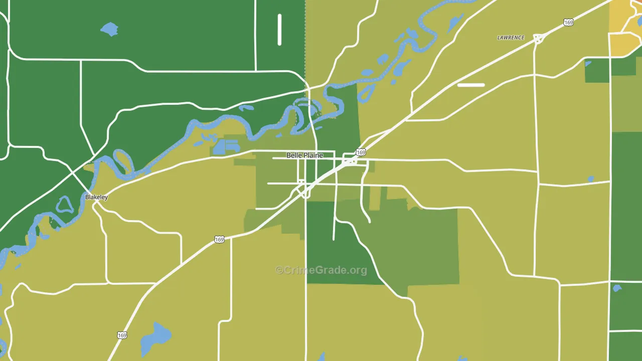 Belle Plaine, MN Map of Robbery Rates