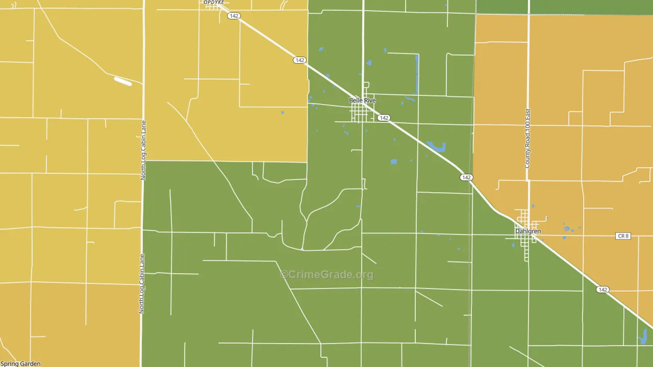 Belle Rive, IL Map of Robbery Rates