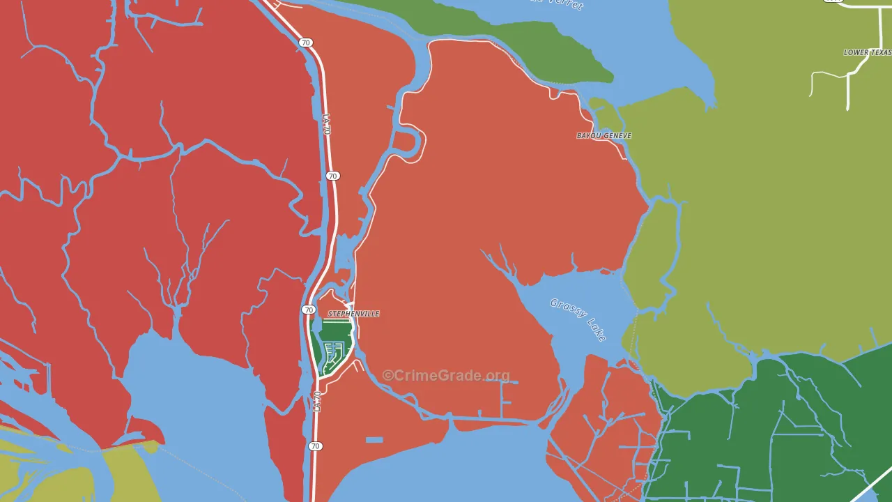 Belle River, LA Map of Robbery Rates