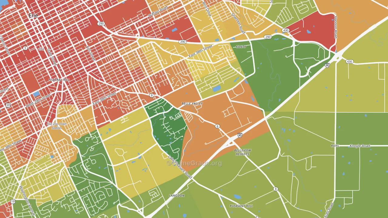 Belle Valley, Erie, PA Map of Robbery Rates