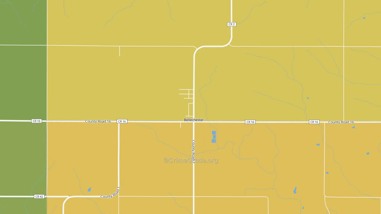 Bellechester, MN Map of Robbery Rates