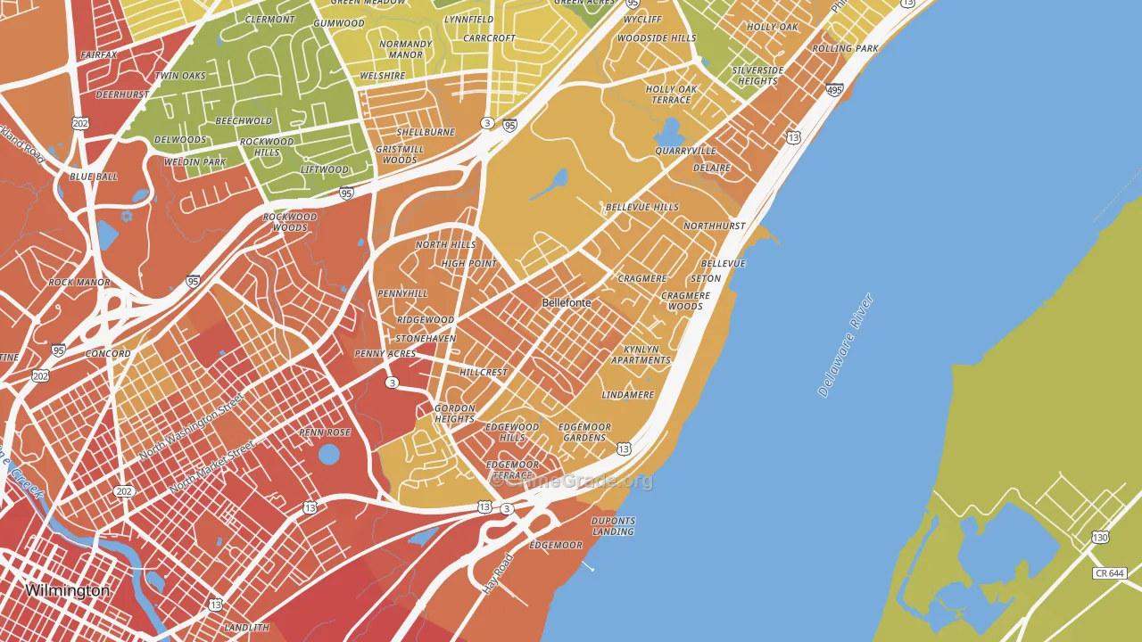 Bellefonte, DE Map of Robbery Rates